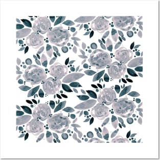 Watercolor flower bouquet pattern - neutral Posters and Art